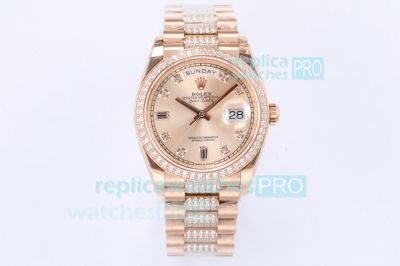 EW Factory Rolex Day-Date 36 Rose Gold Watch Diamond President Bracelet